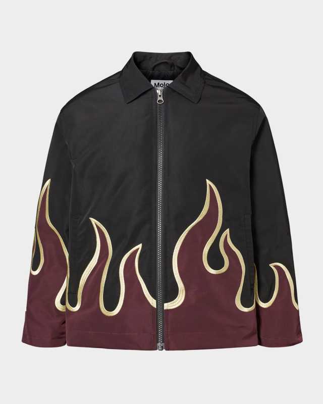 Boy's Hotson Fire-Print Shirt Jacket, Size